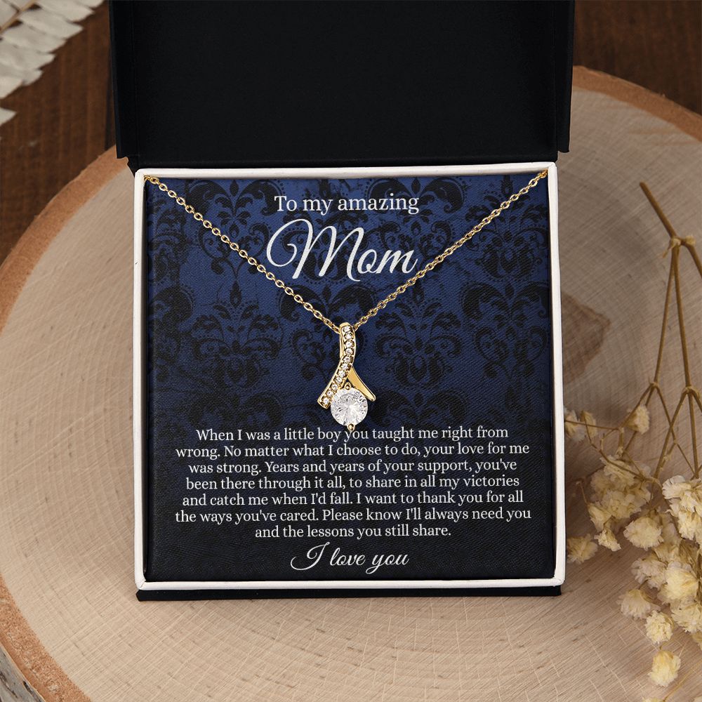 Gift for Mom Necklace, To My Beautiful Mom Love Knot Necklace Card, Mother’s Day Gift For Mom From Son, Thank You Mom Gift, Custom Jewelry Necklace For Mom Alluring Beauty Necklace