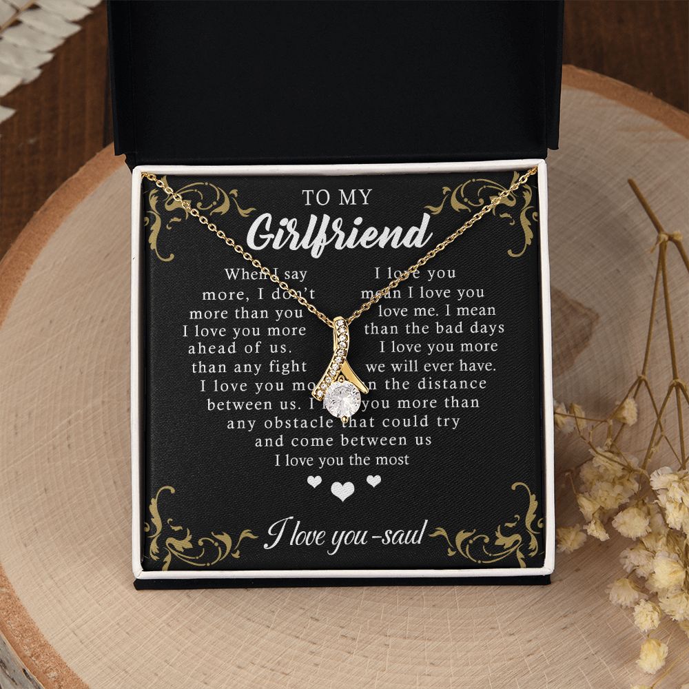 To My Girlfriend Necklace from Boyfriend, Personalized Necklace for Women, Luxury Necklace for Girlfriend, Wedding Anniversary Present For Her, Girlfriend Gift Jewelry Christmas Birthday Gift Alluring Beauty Necklace