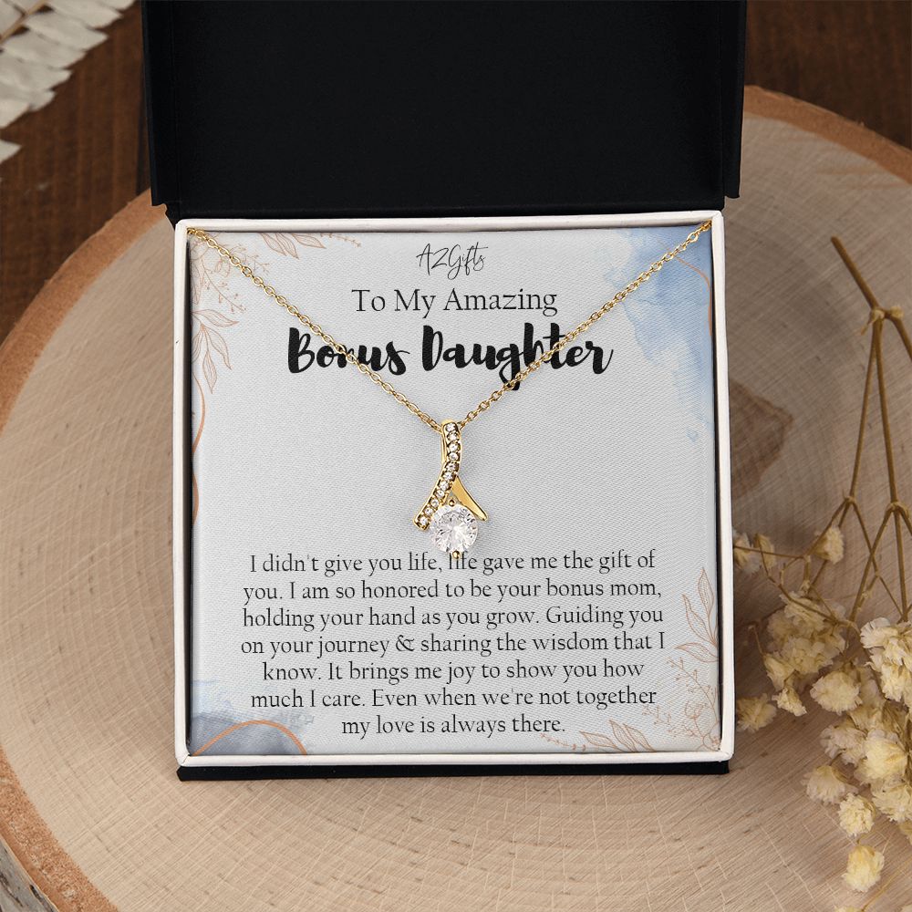 Bonus Daughter Gifts From Stepdad, Step Daughter Gifts From Stepmom, Stepdaughter Gifts From Stepdad, Father Stepdaughter Necklace, To My Bonus Daughter Necklaces, Christmas Gifts For Bonus1 Alluring Beauty Necklace