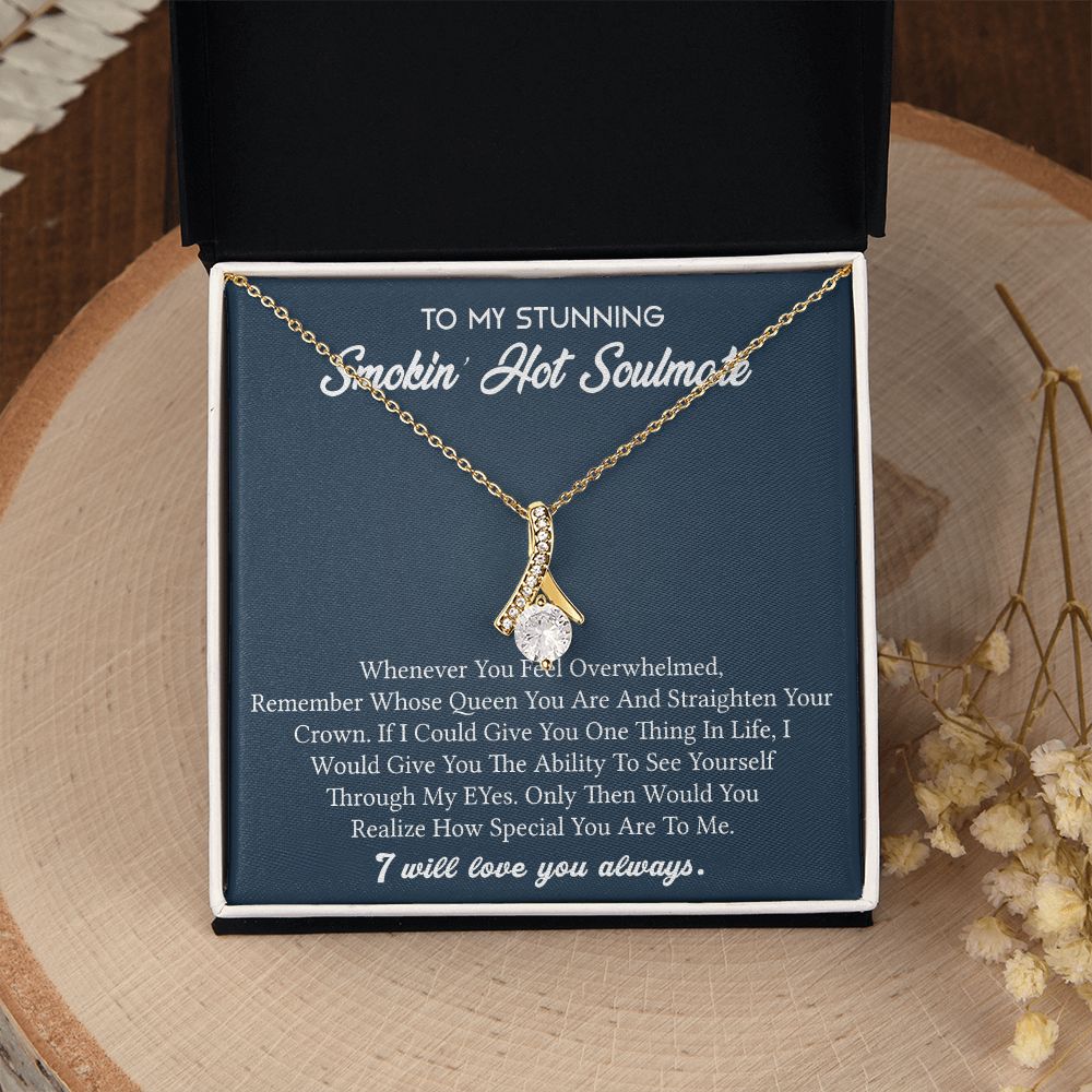 To My Soulmate Necklace for Women Birthday Valentines Day Jewelry Gifts For My Wife with Message Card Box Personalized Gift Present Pendant for Future Wife Soulmate Girlfriend Love 5 Alluring Beauty Necklace
