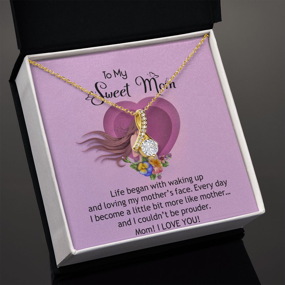 To My Sweet Mom, Sweet Mom Necklace Pendant, Mothers Day Gifts, Gift For Sweet Mom, New Mom Gifts Alluring Beauty Necklace