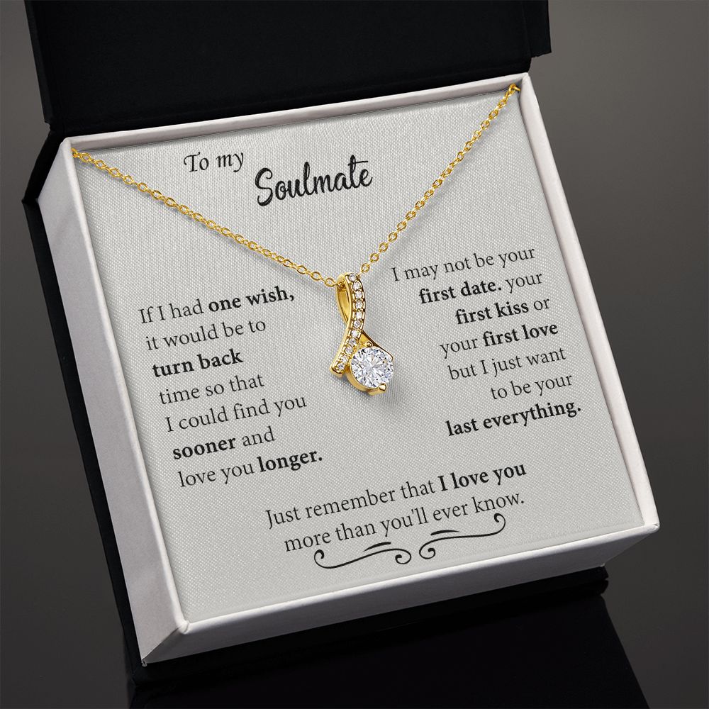To My Soulmate Necklace for Women Birthday Christmas Jewelry Gifts For My Wife with Message Card Box Personalized Gift Present Pendant for Future Wife Soulmate Girlfriend Love 24 Alluring Beauty Necklace
