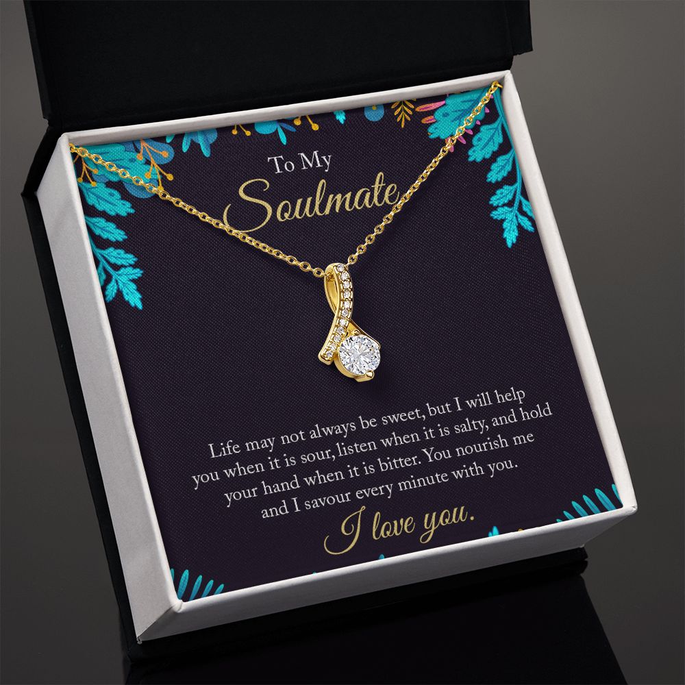 To My Soulmate Necklace for Women Birthday Christmas Jewelry Gifts For My Wife with Message Card Box Personalized Gift Present Pendant for Future Wife Soulmate Girlfriend Love 16 Alluring Beauty Necklace