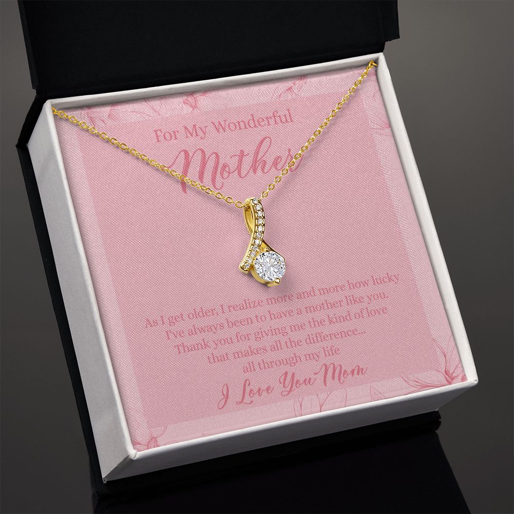 To My Wonderful Mother Necklace Message Card, Gift Box for Mom Birthday Gift From Daughter Mothers Day Necklace for Mom Gift From Daughter Mom Gifts For Wedding Mom Thank You Gift For Mom Alluring Beauty Necklace