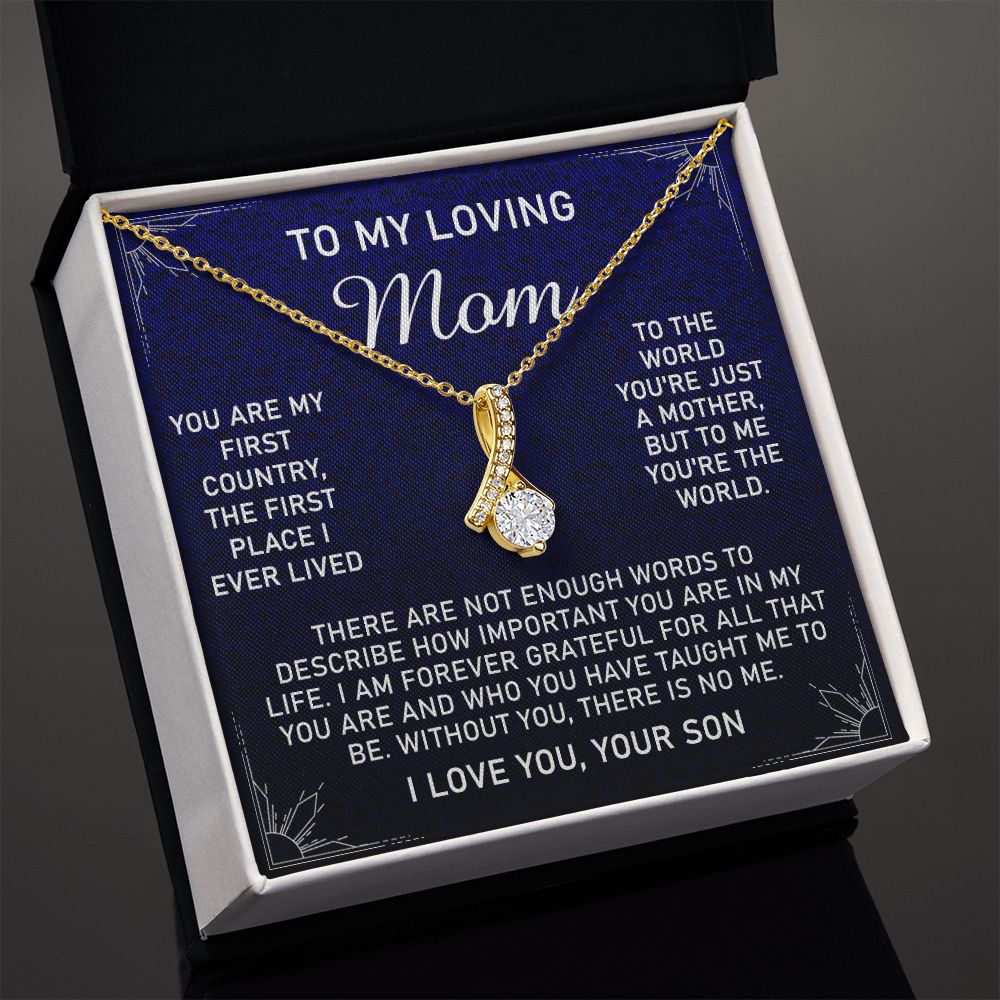 To My Loving Mom Necklace, Gift for Mom from Son, Mother's Day Jewelry Gift, Necklace for Mom Birthday Anniversary Mother's Day Jewelry Gift, To My Mom Necklace from Son Alluring Beauty Necklace