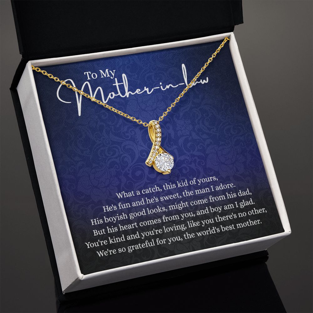 To My Mother in Law Necklace, Gift for Mother in Law Jewelry Box, Gift Card, Necklace for Mother in Law Jewelry Gift to My Mother-in-law on Wedding Day Mother's day gift for Mother in Law Alluring Beauty Necklace