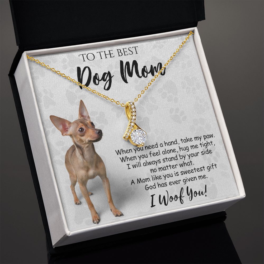 To The Best Chihuahua Dog Mom Knot Necklace Mother's Day Gift , I Woof You Quote Gift Card, Message Card Jewelry For Dog Lovers, Necklace For Mom Alluring Beauty Necklace