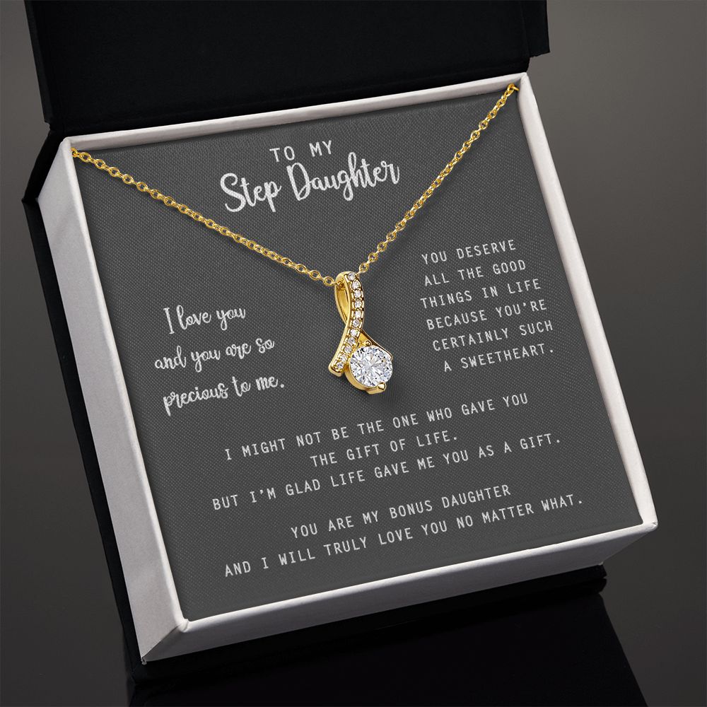 to My Step Daughter Necklace from Stepdad Bonus Daughters Birthday Xmas Congrats (1) Alluring Beauty Necklace