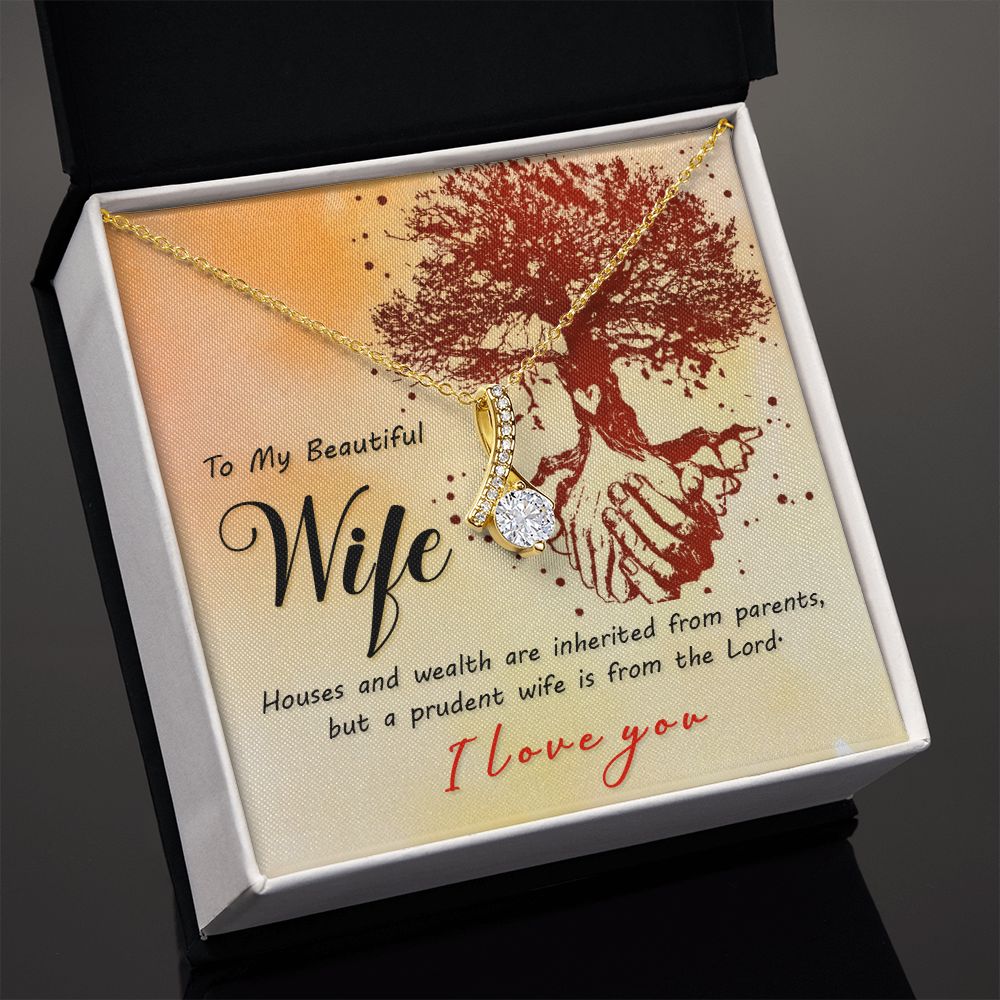 To My Beautiful Wife Necklace, Wedding Anniversary Jewelry For Women, Necklace For Wife from Husband, Gifts For Wife Birthday Gifts Necklace, Jewelry With Message Card In A Gift Box