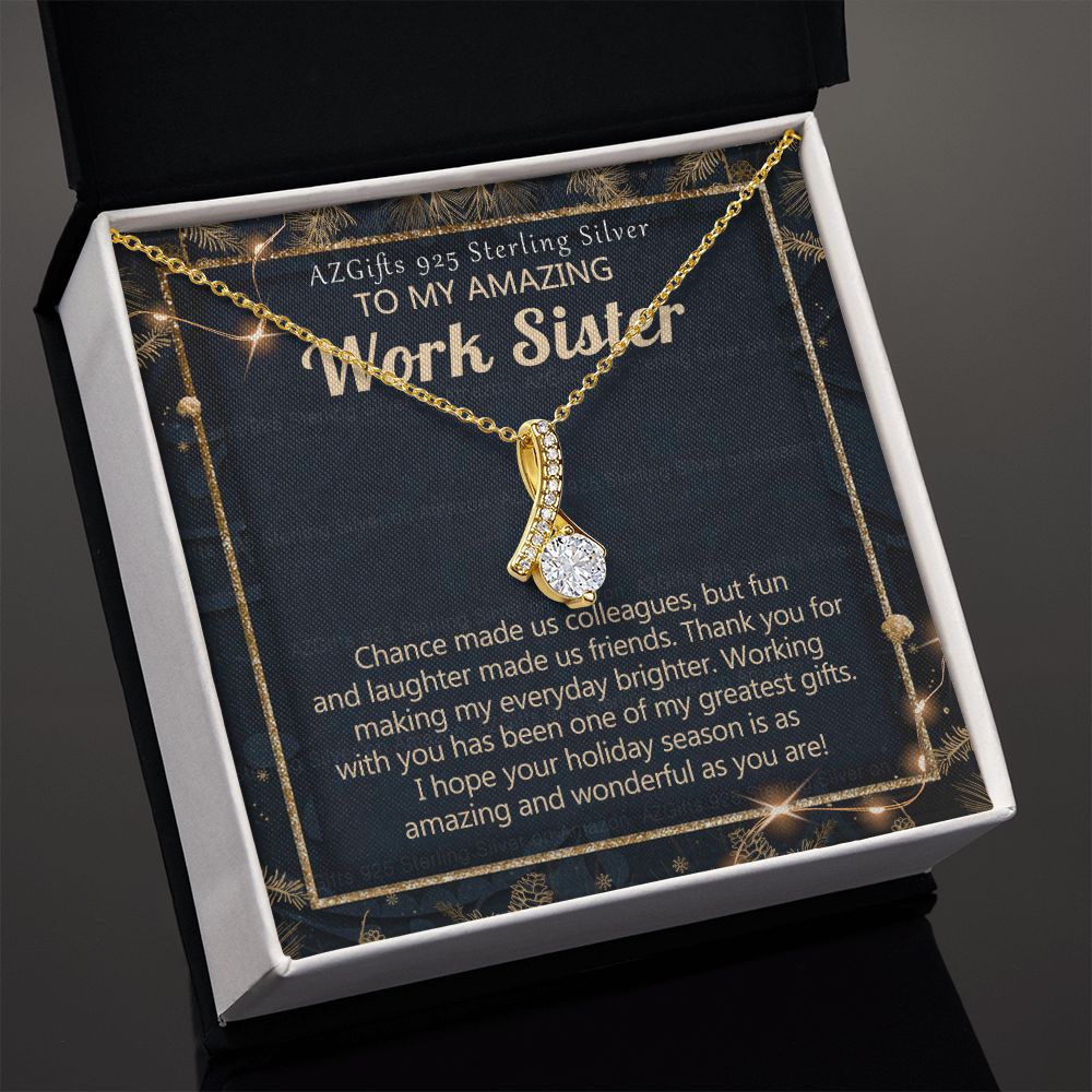 To My Work Sister Necklace Gift for Colleague Christmas Necklace for Work Sister from Co-Worker Christmas Pendant Gift for Colleague Christmas Jewelry Gift for Her Women 301 Alluring Beauty Necklace