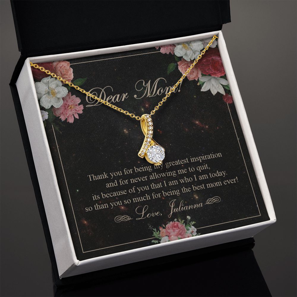 To My Mom Necklace, Gift For Mom On Mother's Day Thank You Mom Gifts From Kids Mom Julianna Alluring Beauty Necklace