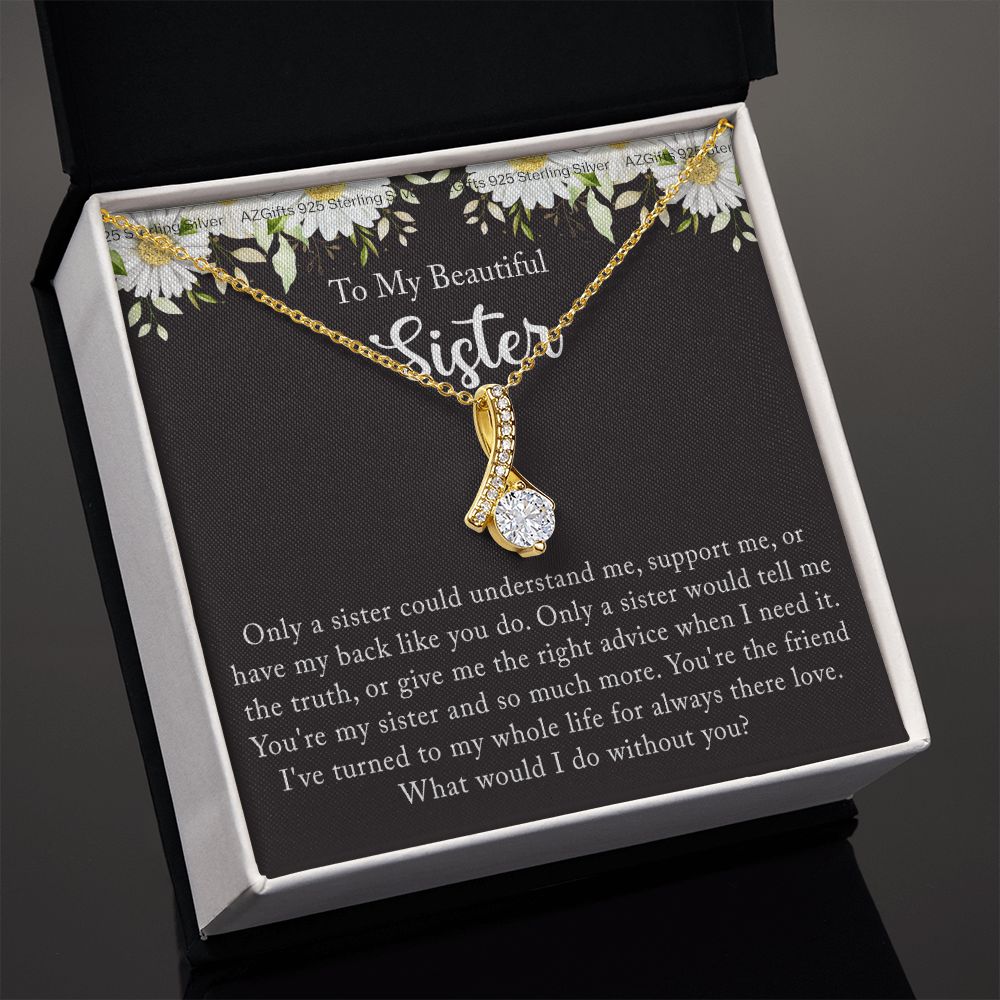 To My Sister Necklace, Sister to Sister, Birthday gift For Sister from Brother 2 Alluring Beauty Necklace