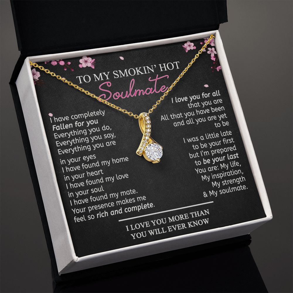 To My Smokin Hot Soulmate Necklace - Wife Gifts From Husband To My Wife Necklace, Gift for Her Romantic, Girlfriend Gifts Necklace for Wife from Men Includes Message Card and Gift Box 12 Alluring Beauty Necklace