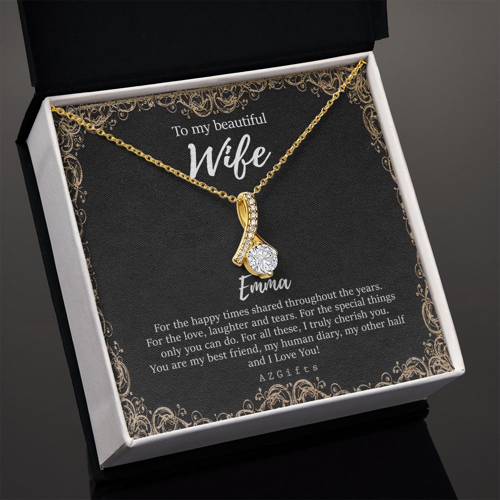 To My Wife Necklace from Husband, Personalized Necklace for Women, Luxury Necklace for Wife from Man Men, Wedding Anniversary Present For Wife, Beautiful Wife Jewelry Christmas Birthday Gifts For Wife9 Alluring Beauty Necklace