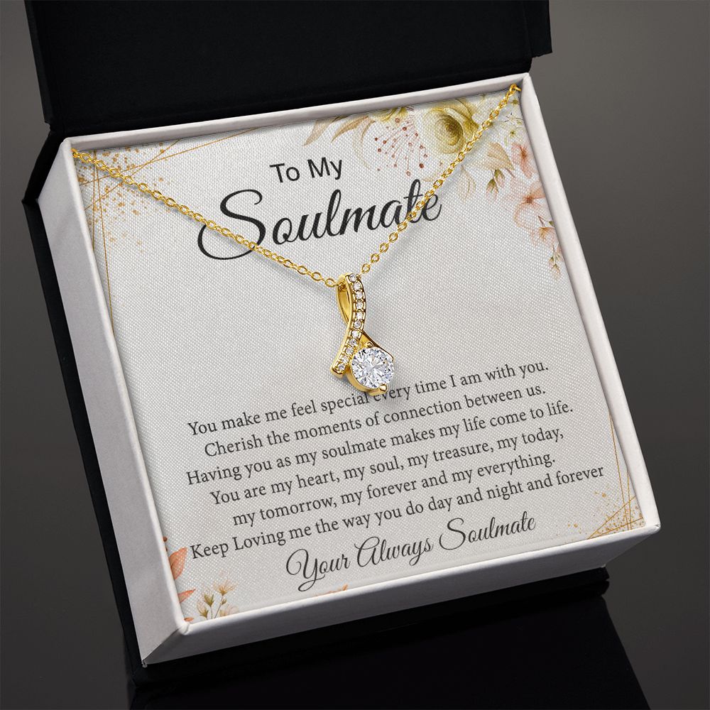 To My Soulmate Necklace for Women Birthday Christmas Jewelry Gifts For My Wife with Message Card Box Personalized Gift Present Pendant for Future Wife Soulmate Girlfriend Love 26 Alluring Beauty Necklace