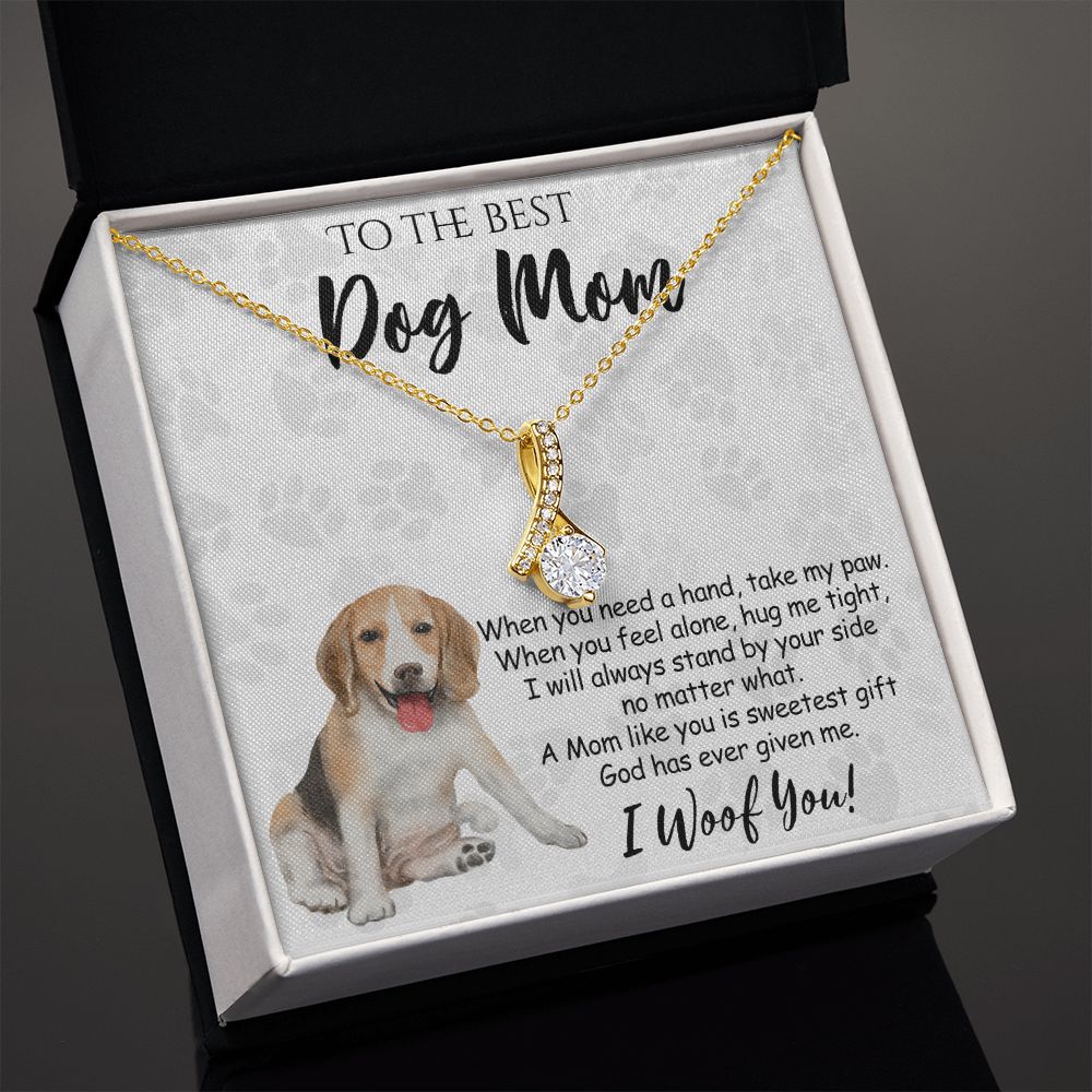 To The Best Beagle Dog Mom Knot Necklace Mother's Day Gift , I Woof You Quote Gift Card, Message Card Jewelry For Dog Lovers, Necklace For Mom Alluring Beauty Necklace