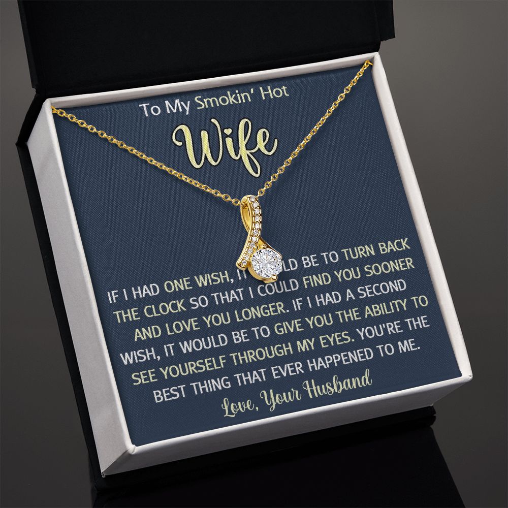 To My Smokin Hot Wife Necklace, Wedding Anniversary Jewelry For Women, Necklace For Wife from Husband, Gifts For Wife Birthday Gifts Necklace, Jewelry With Message Card In A Gift Box3 Alluring Beauty Necklace