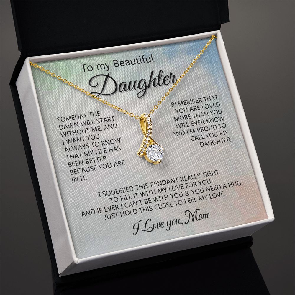 Jewelry Pendant Present for Daughter, To My Daughter Gift Necklace from Mom, Mother Daughter Gift Ideas, Birthday Christmas Gift Graduation Gifts for Daughters, Mother and Daughter Necklace 14 Alluring Beauty Necklace