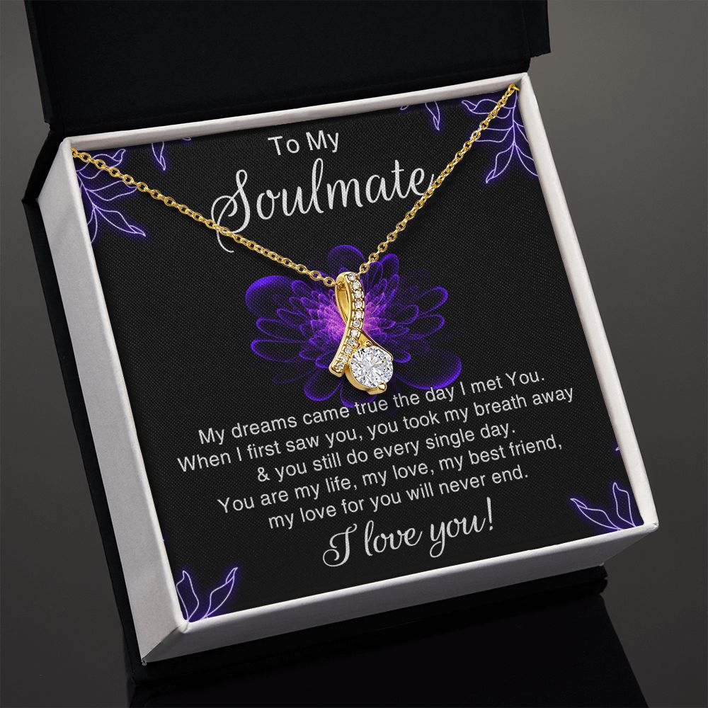 To My Soulmate Necklace for Women Birthday Christmas Jewelry Gifts For My Wife with Message Card Box Personalized Gift Present Pendant for Future Wife Soulmate Girlfriend Love 7 Alluring Beauty Necklace