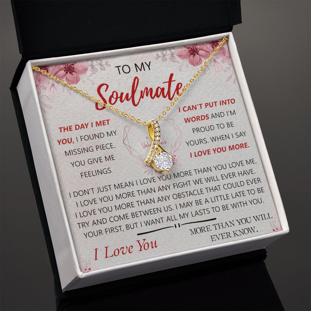 To My Soulmate Necklace for Women Birthday Christmas Jewelry Gifts For My Wife with Message Card Box Personalized Gift Present Pendant for Future Wife Soulmate Girlfriend Love 23 Alluring Beauty Necklace