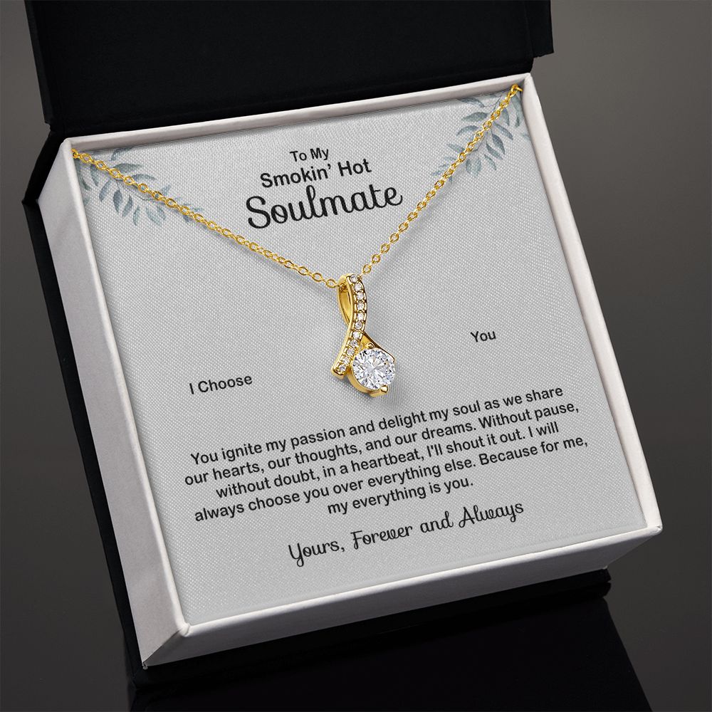 To My Soulmate Necklace for Women Birthday Valentines Day Jewelry Gifts For My Wife with Message Card Box Personalized Gift Present Pendant for Future Wife Soulmate Girlfriend Love 4 Alluring Beauty Necklace
