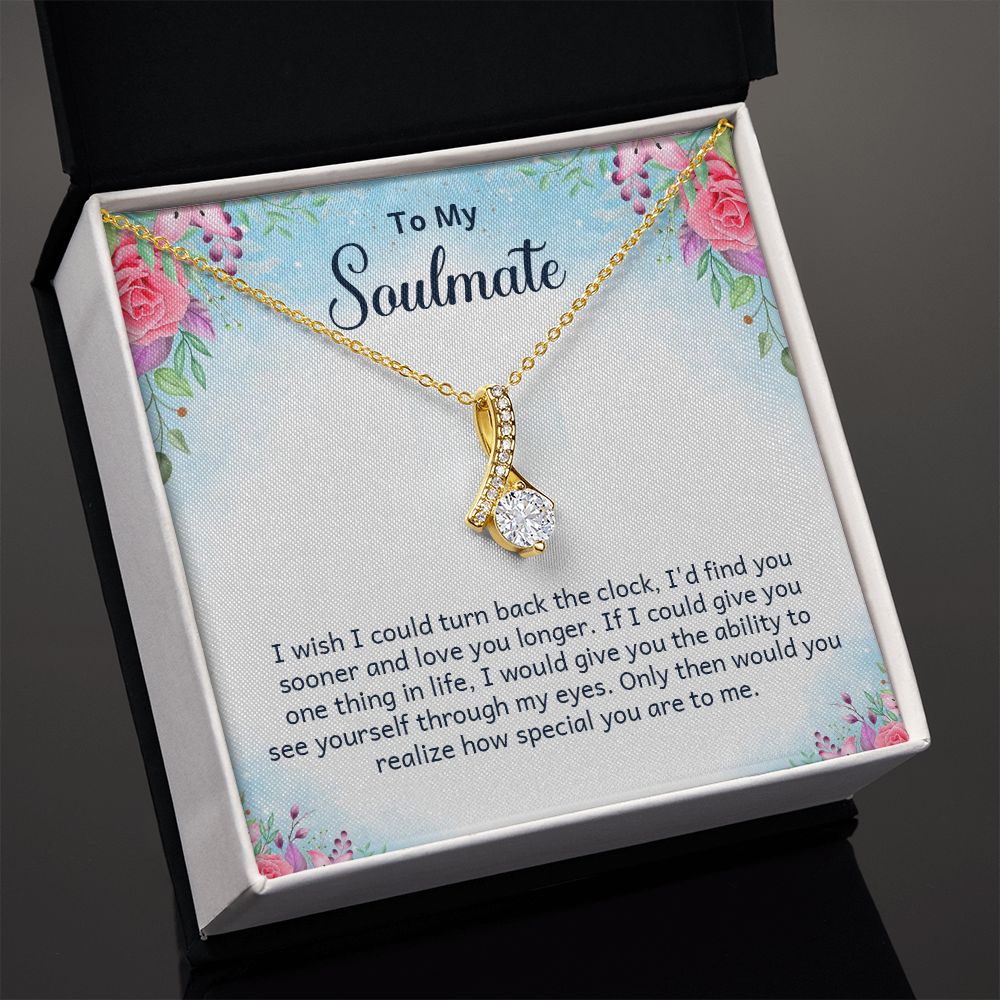 To My Soulmate Necklace for Women Birthday Christmas Jewelry Gifts For My Wife with Message Card Box Personalized Gift Present Pendant for Future Wife Soulmate Girlfriend Love 17 Alluring Beauty Necklace