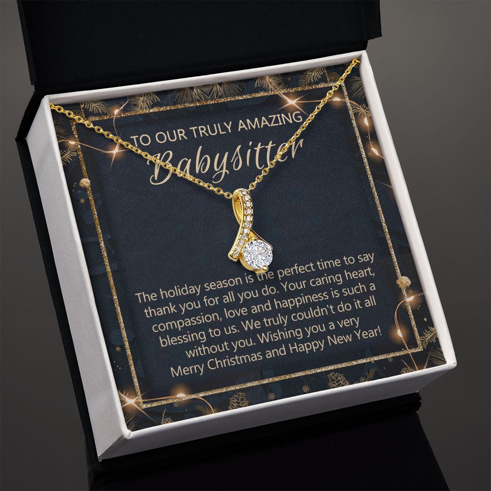 Babysitter Christmas Necklace Gift, Babysitter Gift, Christmas Babysitter Gift from Family, Merry Christmas Day Gift, Holiday Gift, Babysitter Necklace for Women 301 Alluring Beauty Necklace