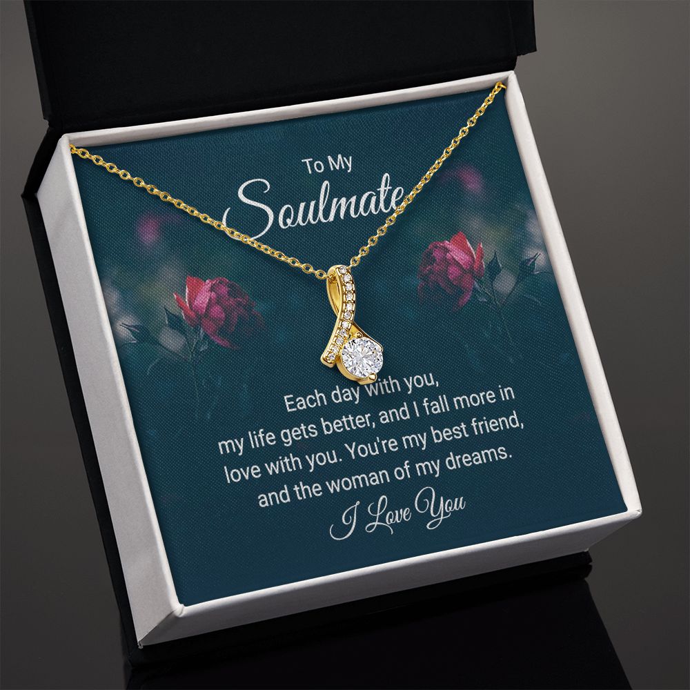 To My Soulmate Necklace for Women Birthday Christmas Jewelry Gifts For My Wife with Message Card Box Personalized Gift Present Pendant for Future Wife Soulmate Girlfriend Love 20 Alluring Beauty Necklace
