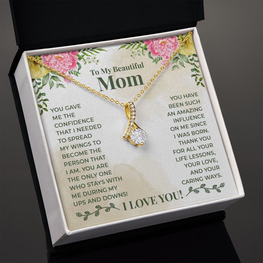 Mom Necklace Gifts for Mom from Daughter to Mom Gifts for Mothers Day from Daughter, To My Mom Necklace from Daughter to Mom Birthday Gifts Necklace with Message Card and Gift Box22 Alluring Beauty Necklace