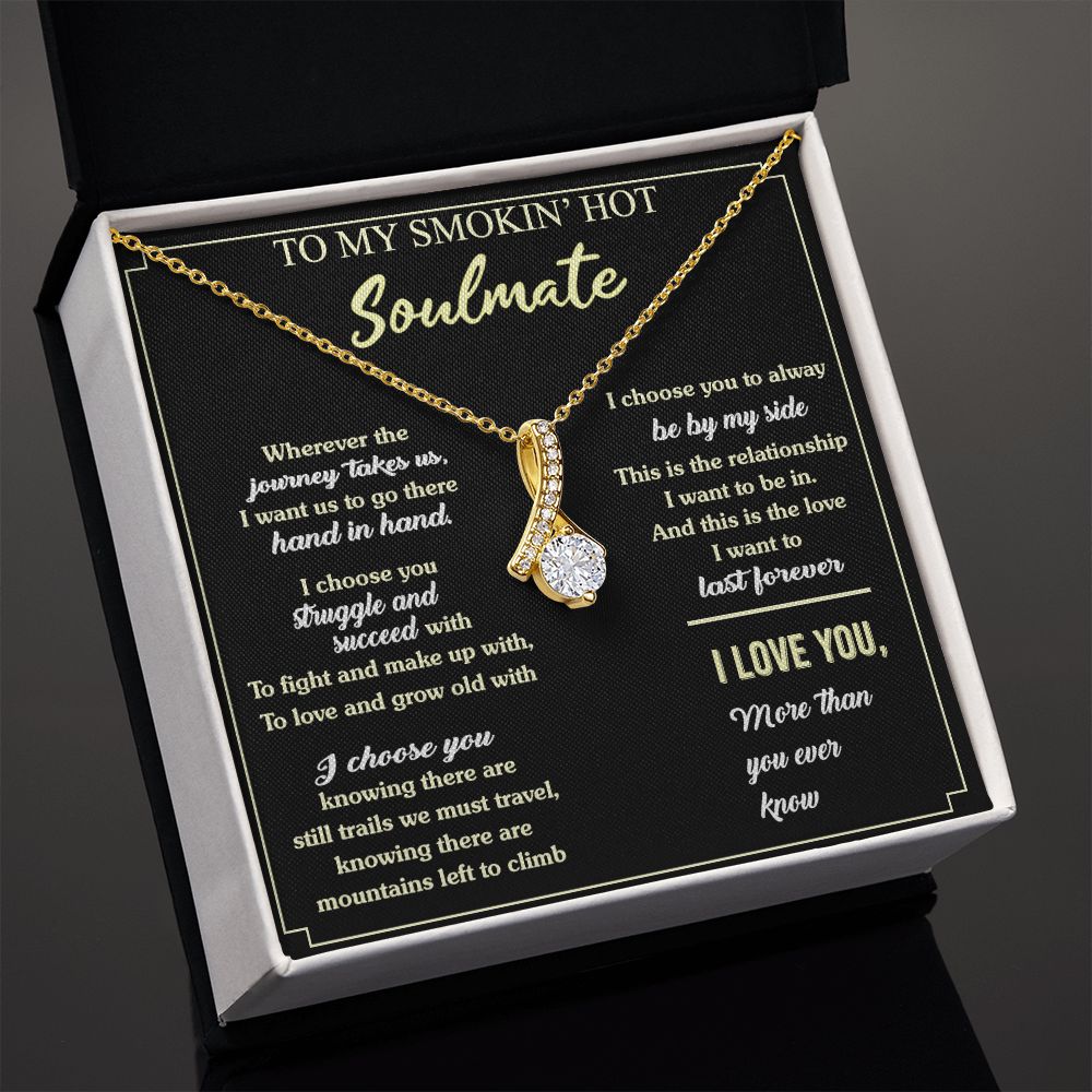 To My Soulmate Necklace for Women Birthday Valentines Day Jewelry Gifts For My Wife with Message Card Box Personalized Gift Present Pendant for Future Wife Soulmate Girlfriend Love 7 Alluring Beauty Necklace
