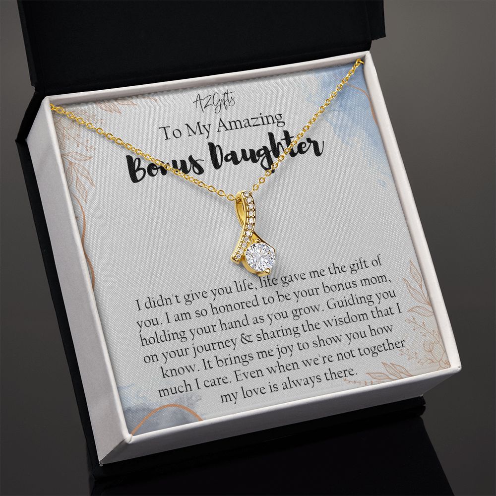 Bonus Daughter Gifts From Stepdad, Step Daughter Gifts From Stepmom, Stepdaughter Gifts From Stepdad, Father Stepdaughter Necklace, To My Bonus Daughter Necklaces, Christmas Gifts For Bonus1 Alluring Beauty Necklace