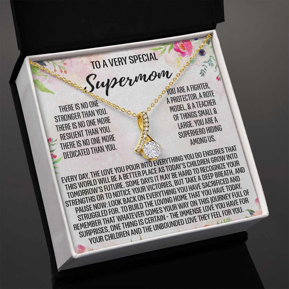 To Supermom Mom Necklace Gift for Single Mother Necklace Holiday, Christmas, Birthday Present for Single Mother, Super Mom, Mother's Day Gift Mom Jewelry for Women 301 Alluring Beauty Necklace