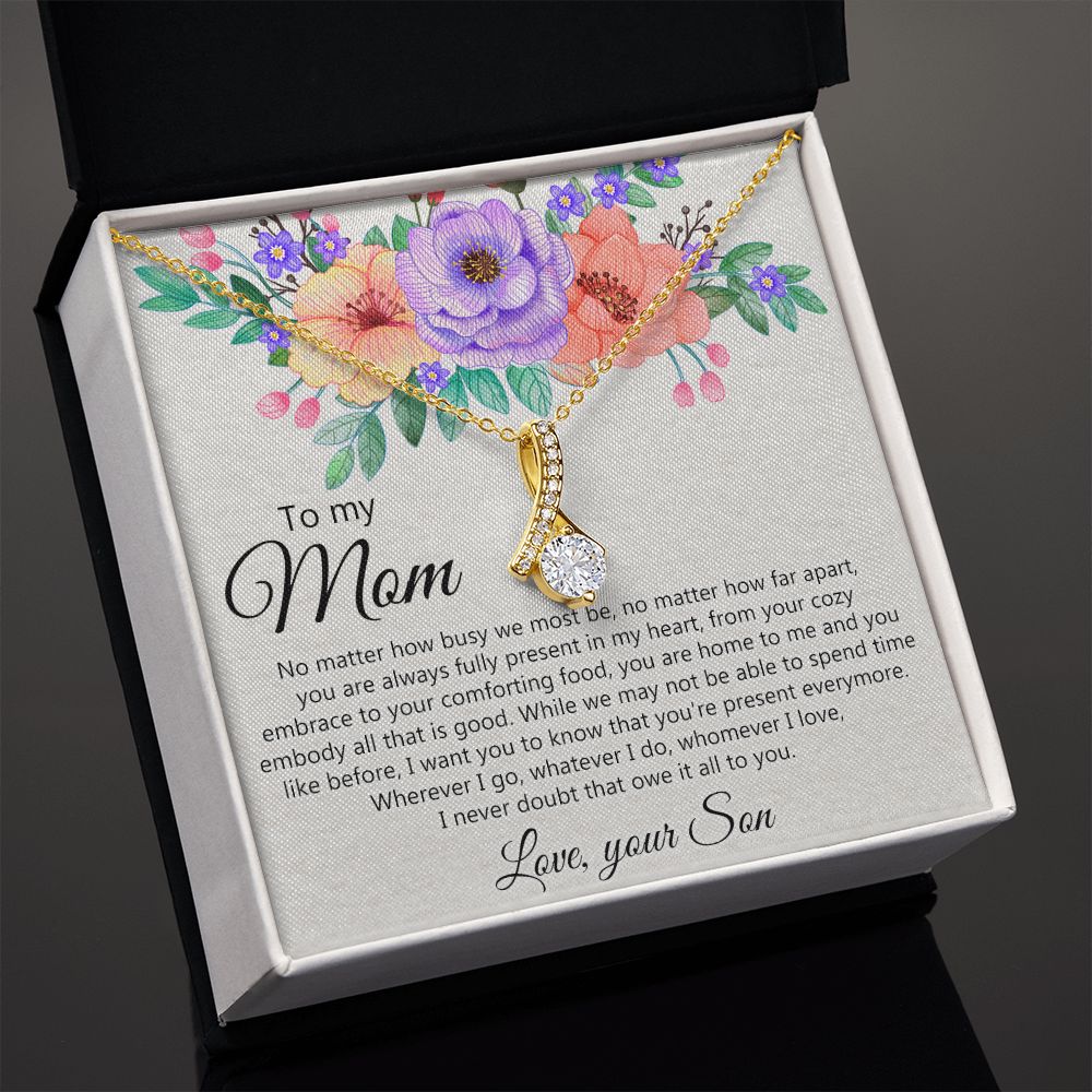 To my Mom Love Your Son Necklace, Meaningful Gift for Mom Necklace Jewelry for Women, Gift for Mom from Son, Son to Mom Jewelry Box, Mom Gift on Mother's Day Birthday Holiday Present Alluring Beauty Necklace