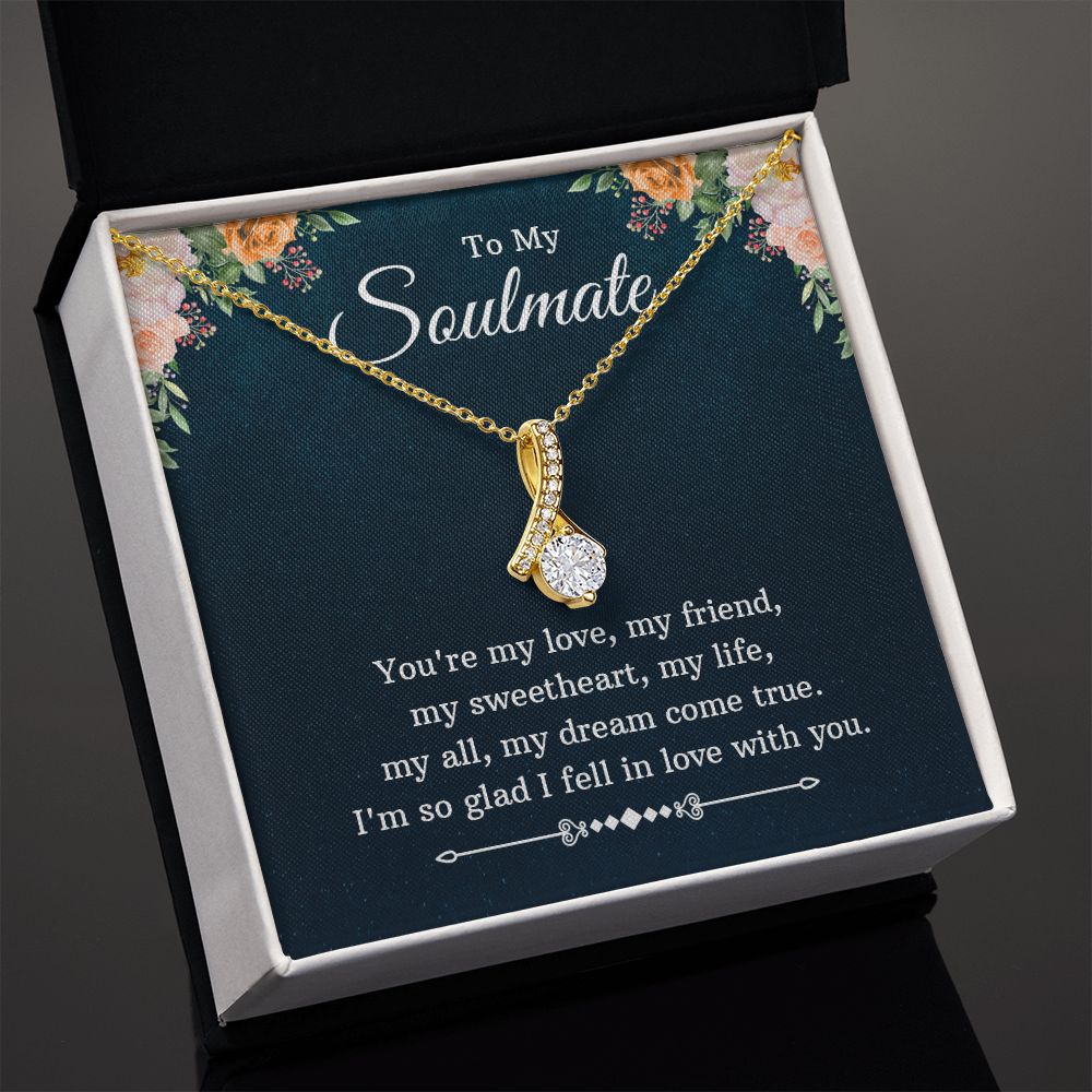 To My Soulmate Necklace for Women Birthday Christmas Jewelry Gifts For My Wife with Message Card Box Personalized Gift Present Pendant for Future Wife Soulmate Girlfriend Love 10 Alluring Beauty Necklace