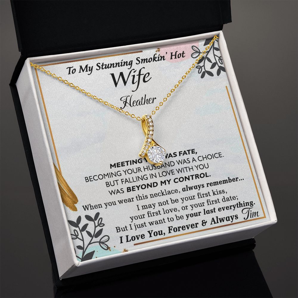 To My Wife Necklace from Husband, Personalized Necklace for Women, Luxury Necklace for Wife from Man Men, Wedding Anniversary Present For Wife, Beautiful Wife Jewelry Christmas Birthday Gift For Wife22 Alluring Beauty Necklace
