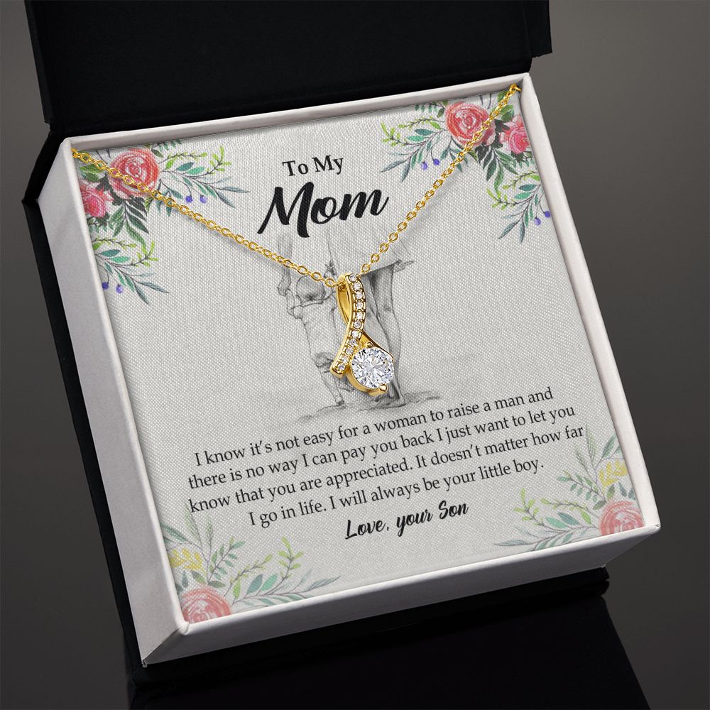 To My Mom Necklace Pendant Gift From Son And Happy Mother's Day Gift For Mom Birthday, Anniversary Your Little Boy Alluring Beauty Necklace