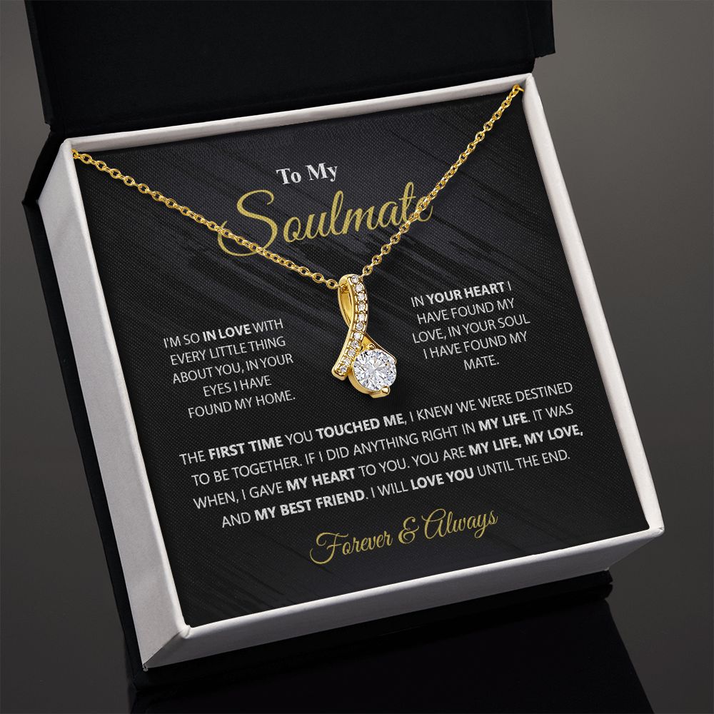 To My Soulmate Necklace for Women Birthday Christmas Jewelry Gifts For My Wife with Message Card Box Personalized Gift Present Pendant for Future Wife Soulmate Girlfriend Love 1 Alluring Beauty Necklace