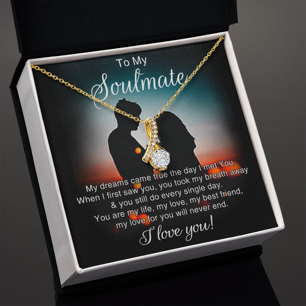 To My Soulmate Necklace for Women Birthday Christmas Jewelry Gifts For My Wife with Message Card Box Personalized Gift Present Pendant for Future Wife Soulmate Girlfriend Love 4 Alluring Beauty Necklace