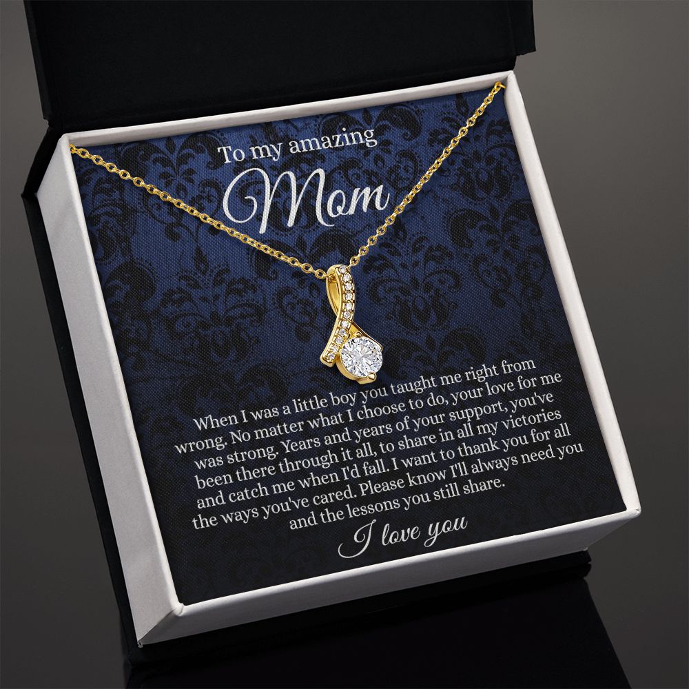 Gift for Mom Necklace, To My Beautiful Mom Love Knot Necklace Card, Mother’s Day Gift For Mom From Son, Thank You Mom Gift, Custom Jewelry Necklace For Mom Alluring Beauty Necklace