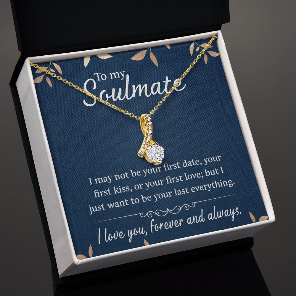 To My Soulmate Necklace for Women Birthday Christmas Jewelry Gifts For My Wife with Message Card Box Personalized Gift Present Pendant for Future Wife Soulmate Girlfriend Love 21 Alluring Beauty Necklace