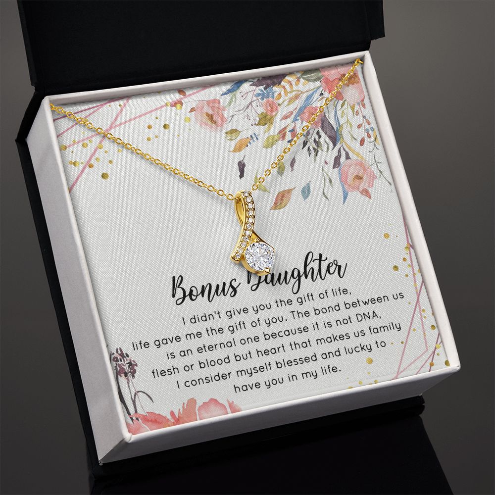 Bonus Daughter Gifts From Stepdad, Step Daughter Gifts From Stepmom, Stepdaughter Gifts From Stepdad, Father Stepdaughter Necklace, To My Bonus Daughter Necklaces, Christmas Gifts For Bonus2 Alluring Beauty Necklace