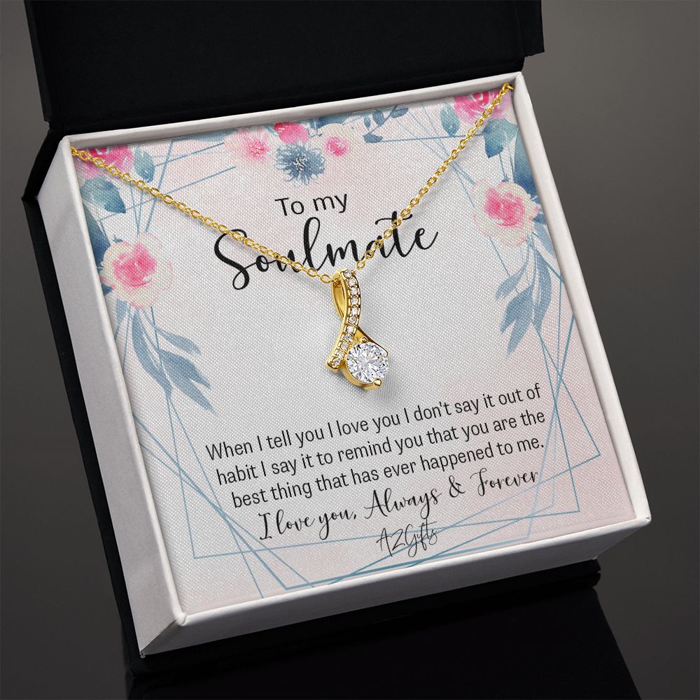 To My Soulmate Necklace for Women Birthday Christmas Jewelry Gifts For My Wife with Message Card Box Personalized Gift Present Pendant for Future Wife Soulmate Girlfriend Love Alluring Beauty Necklace