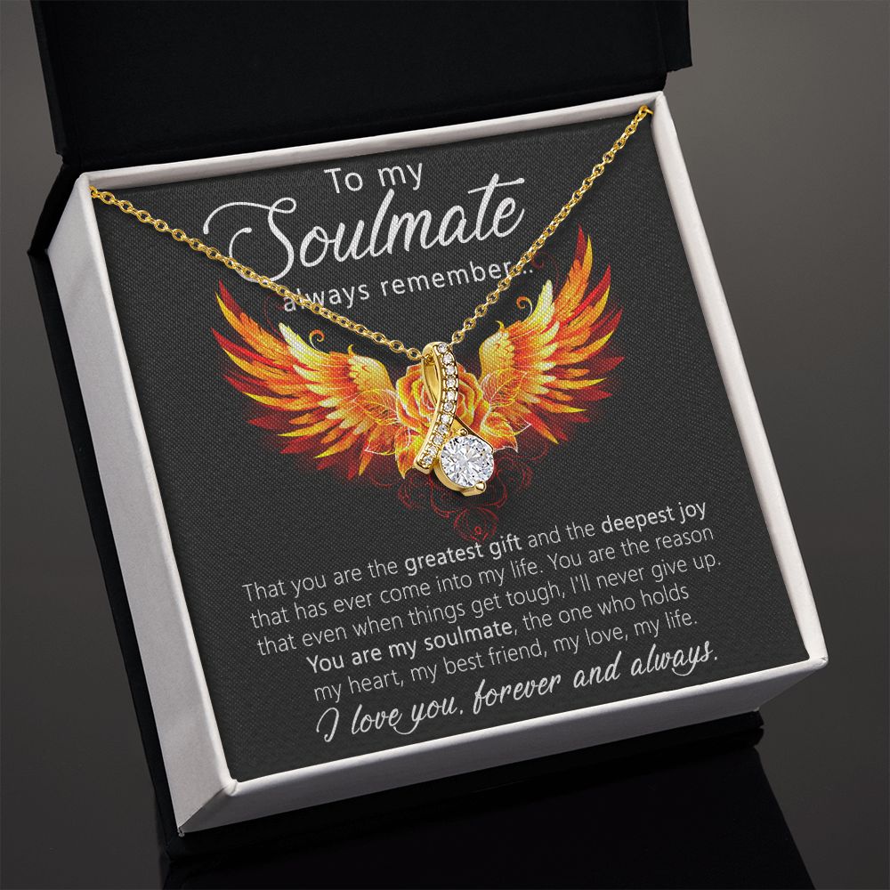 To My Soulmate Necklace for Women Birthday Christmas Jewelry Gifts For My Wife with Message Card Box Personalized Gift Present Pendant for Future Wife Soulmate Girlfriend Love 22 Alluring Beauty Necklace