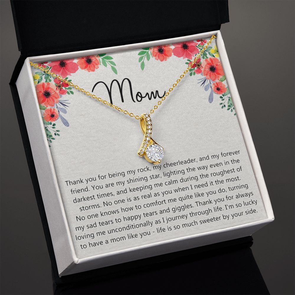 To My Mom Gift Necklace for Mother Daughter Jewelry, Thank You Mom Gift, Gift for Mom from Daughter to Mother Necklace Pendant Jewelry Box for Mom on Mother's Day Birthday Alluring Beauty Necklace