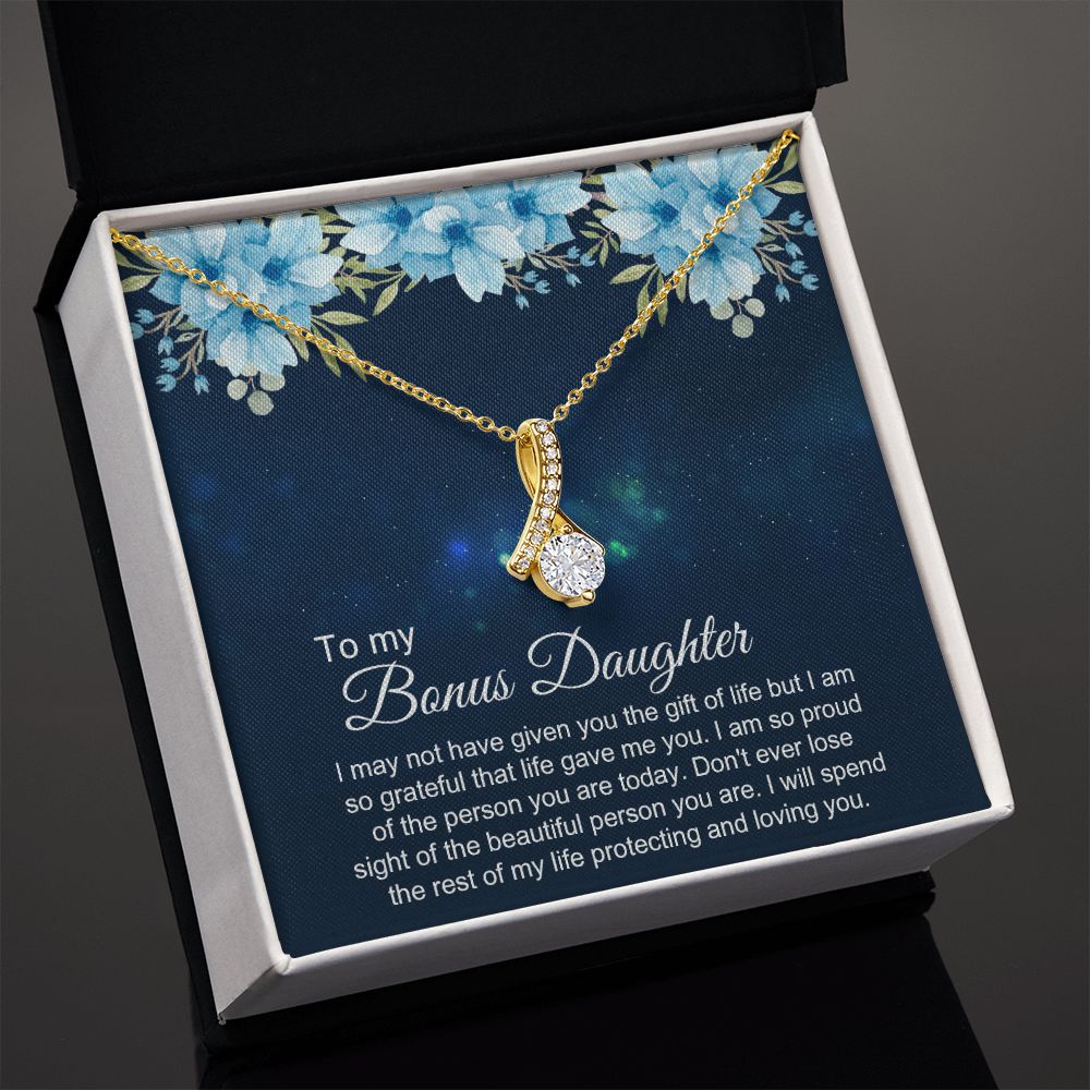 Bonus Daughter Gifts From Stepdad, Step Daughter Gifts From Stepmom, Stepdaughter Gifts From Stepdad, Father Stepdaughter Necklace, To My Bonus Daughter Necklaces, Christmas Gifts For Bonus4 Alluring Beauty Necklace