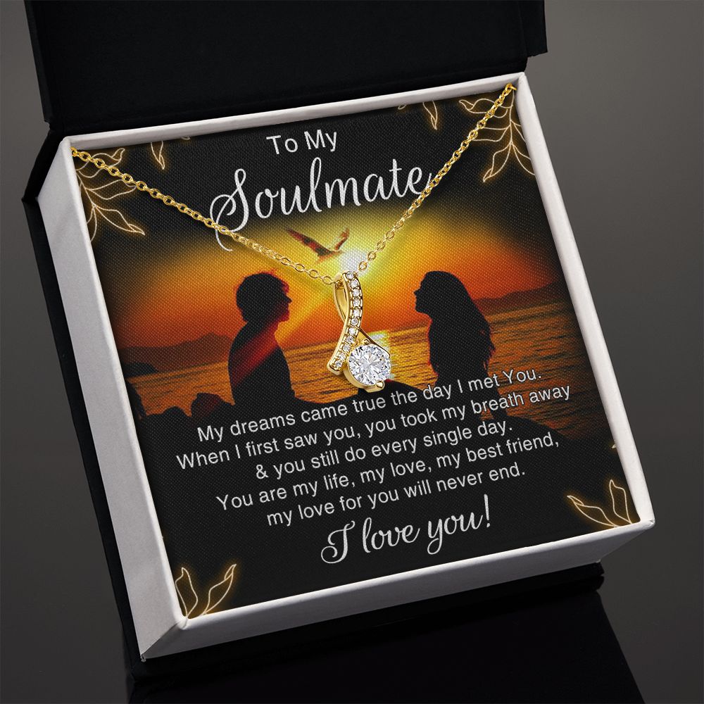 To My Soulmate Necklace for Women Birthday Christmas Jewelry Gifts For My Wife with Message Card Box Personalized Gift Present Pendant for Future Wife Soulmate Girlfriend Love 6 Alluring Beauty Necklace