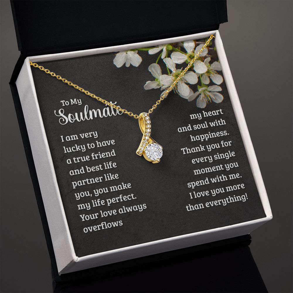 To My Soulmate Necklace for Women Birthday Christmas Jewelry Gifts For My Wife with Message Card Box Personalized Gift Present Pendant for Future Wife Soulmate Girlfriend Love 18 Alluring Beauty Necklace