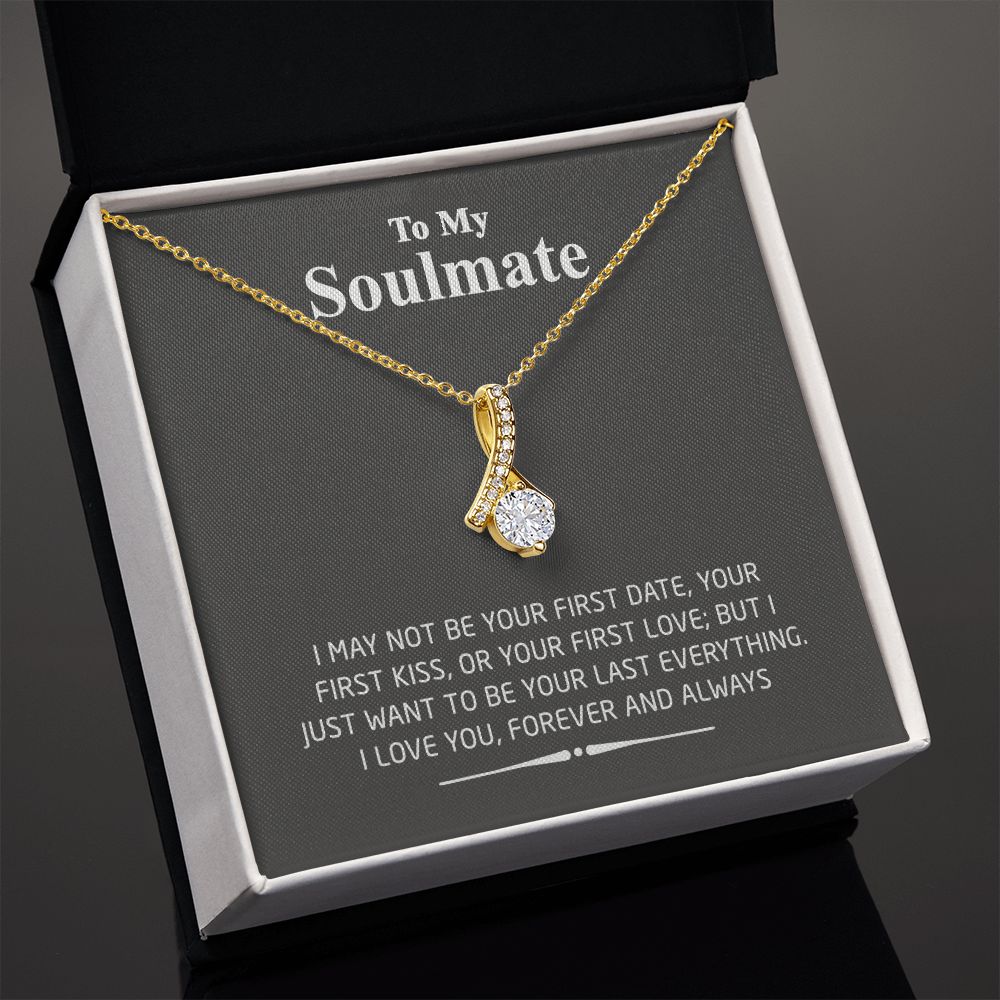To My Soulmate Necklace for Women Birthday Valentines Day Jewelry Gifts For My Wife with Message Card Box Personalized Gift Present Pendant for Future Wife Soulmate Girlfriend Love 2 Alluring Beauty Necklace