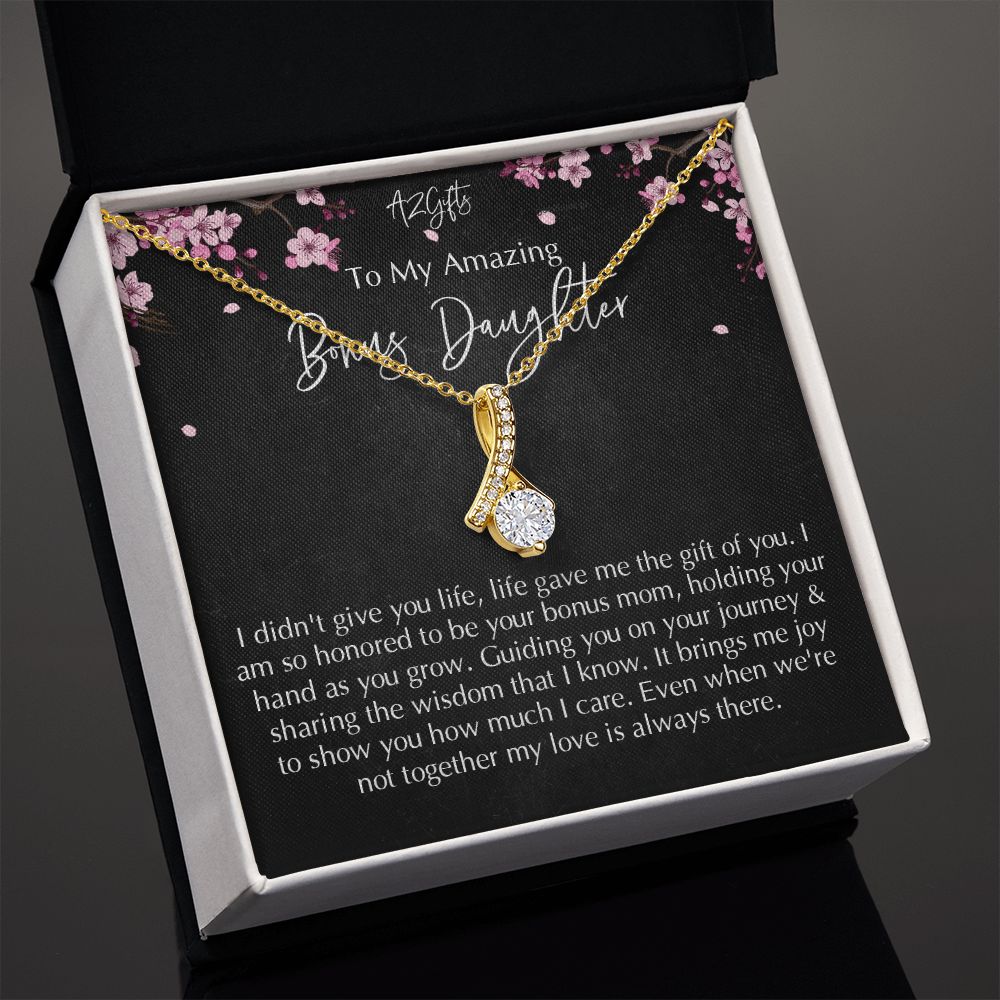 Bonus Daughter Gifts From Stepdad, Step Daughter Gifts From Stepmom, Stepdaughter Gifts From Stepdad, Father Stepdaughter Necklace, To My Bonus Daughter Necklaces, Christmas Gifts For Bonus D Alluring Beauty Necklace