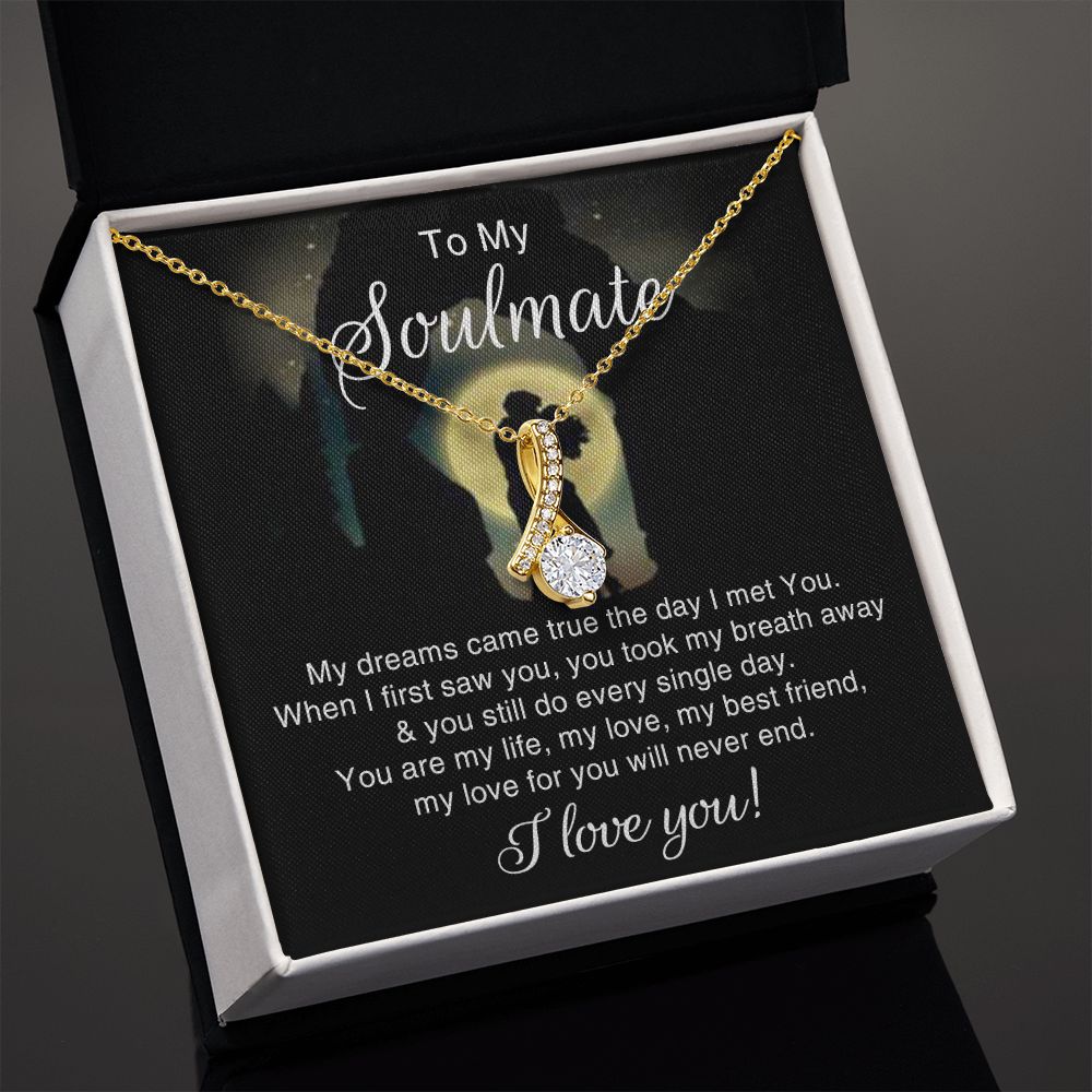 To My Soulmate Necklace for Women Birthday Christmas Jewelry Gifts For My Wife with Message Card Box Personalized Gift Present Pendant for Future Wife Soulmate Girlfriend Love 3 Alluring Beauty Necklace